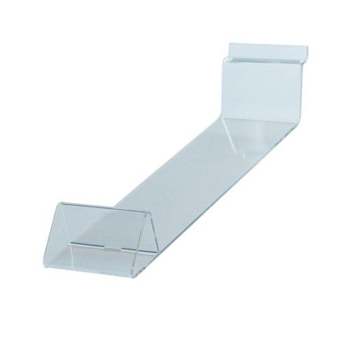 Полка из оргстекла для обуви наклонная, с ценником, (опора мысок) OL-510 Полка из оргстекла для обуви наклонная, с ценником, (опора мысок) OL-510