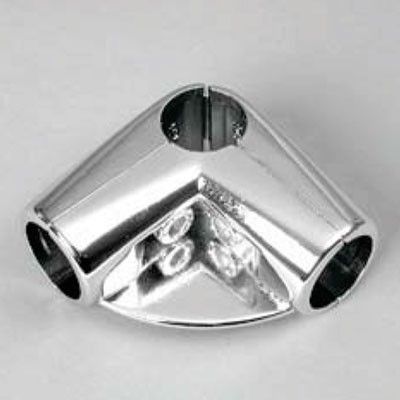 Зажим угловой для труб в 3-х направлениях с полкой, хром UNO-06 Зажим угловой для труб в 3-х направлениях с полкой, хром UNO-06