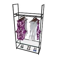 Стеллаж для магазина с полкой из стекла AС22120-06(черн)