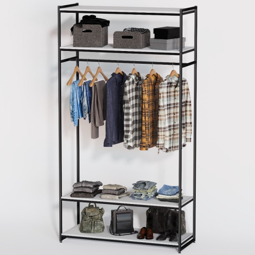 Стеллаж для магазина с белой полкой A22120-15(ч/б) Стеллаж для магазина с белой полкой A22120-15(ч/б)