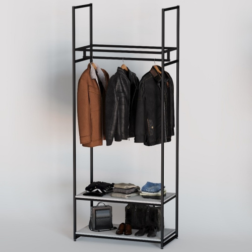 Стеллаж для магазина с белой полкой A2290-07(ч/б)