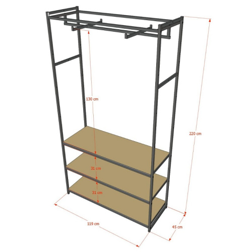 Стеллаж для магазина с полкой из стекла AС22120-10(черн) фото 3