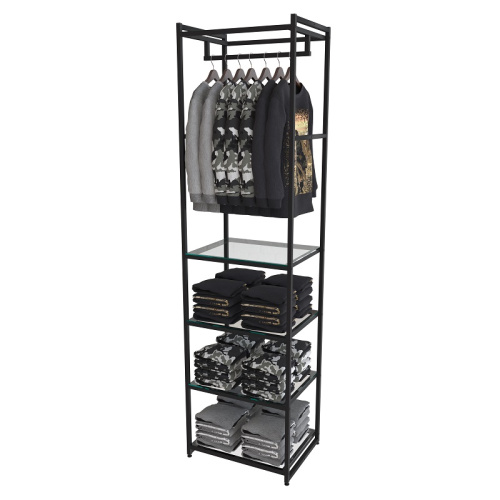 Стеллаж для магазина с полкой из стекла AС2260-19(черн) Стеллаж для магазина с полкой из стекла AС2260-19(черн)