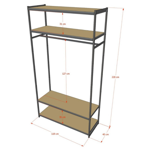 Стеллаж для магазина с черной полкой A22120-15(ч/ч) фото 3