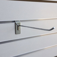 Крючок для торговой панели, для магазинов Длина: 250 мм Толщина прутка: 3,2 мм Цвет: хром