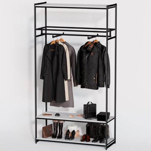 Стеллаж для магазина с белой полкой A22120-12(ч/б)