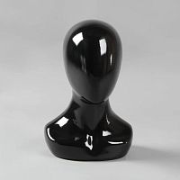 Манекен женской головы без лица Высота: 370 мм Обхват: 535 мм Цвет: черный глянец