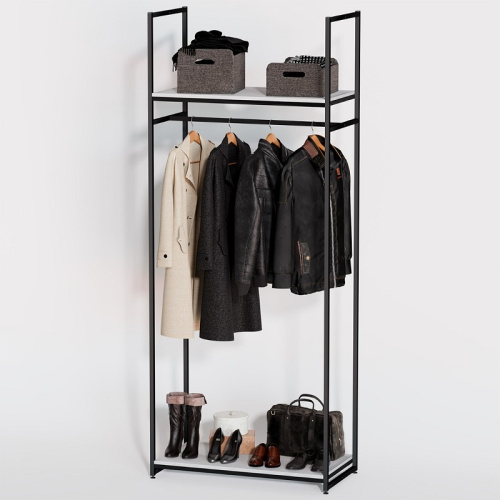 Стеллаж для магазина с белой полкой A2290-02(ч/б) Стеллаж для магазина с белой полкой A2290-02(ч/б)