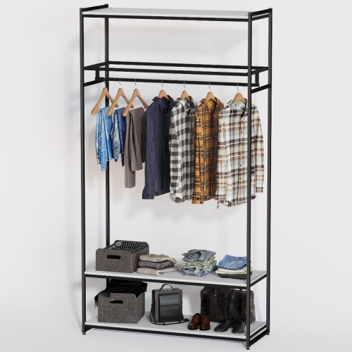 Стеллаж для магазина с белой полкой A22120-13(ч/б)