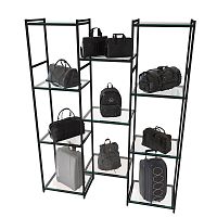 Стеллаж для магазина со стеклянной полкой KC2220(черн)