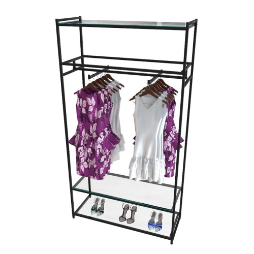 Стеллаж для магазина с полкой из стекла AС22120-12(черн) Стеллаж для магазина с полкой из стекла AС22120-12(черн)