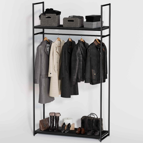 Стеллаж напольный с черной полкой ЛДСП A22120-02(ч/ч)