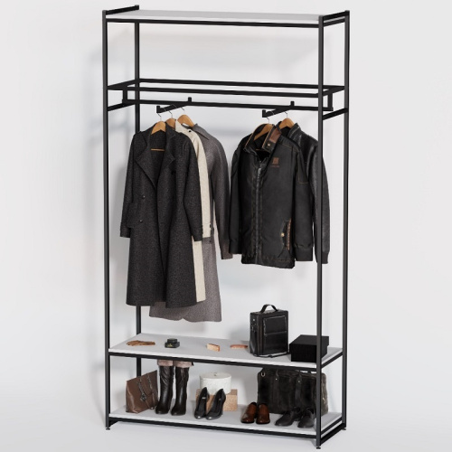 Стеллаж для магазина с белой полкой A22120-08(ч/б) Стеллаж для магазина с белой полкой A22120-08(ч/б)