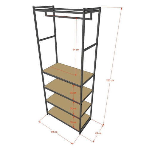 Стеллаж для магазина с черной полкой A2290-19(ч/ч) фото 3