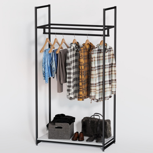 Стеллаж для магазина с белой полкой A1790-03(ч/б)