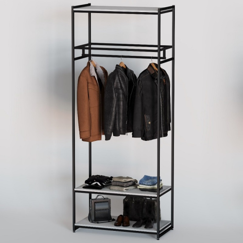 Стеллаж для магазина с белой полкой A2290-13(ч/б) Стеллаж для магазина с белой полкой A2290-13(ч/б)