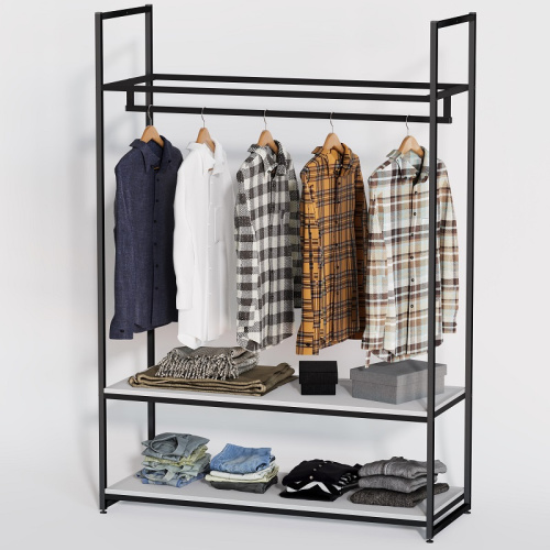 Стеллаж для магазина с белой полкой A17120-09(ч/б) Стеллаж для магазина с белой полкой A17120-09(ч/б)