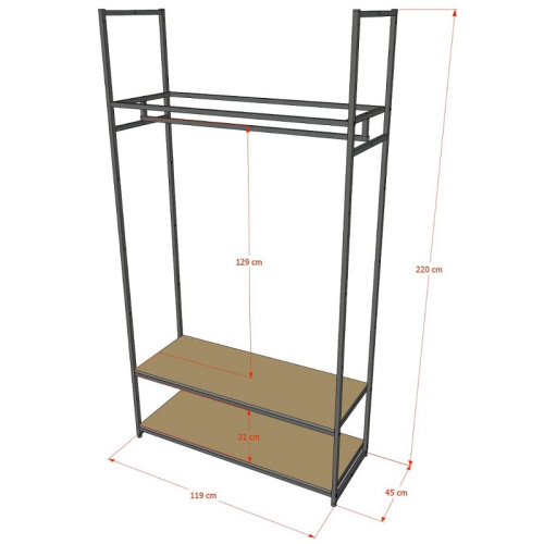 Стеллаж для магазина с полкой из стекла AС22120-07(черн) фото 3