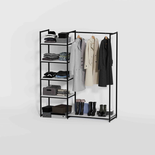 Стеллаж для магазина с белой полкой K1701(ч/б) Стеллаж для магазина с белой полкой K1701(ч/б)