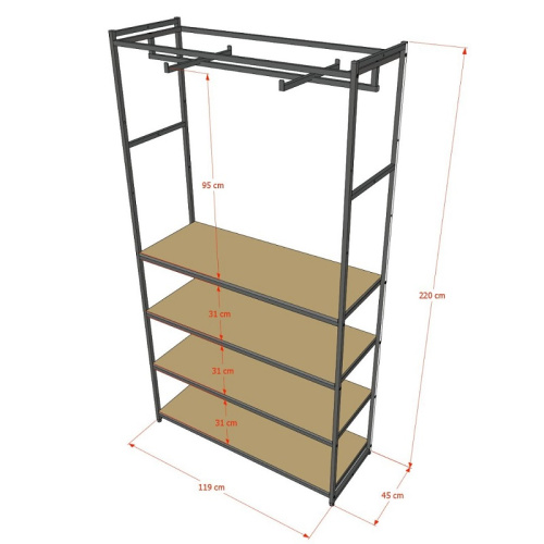 Стеллаж для магазина с полкой из стекла AС22120-18(черн) фото 3
