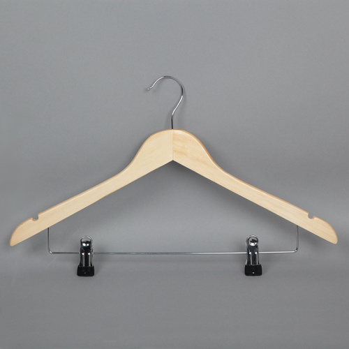 Плечики деревянные с зажимами 66NB(светл)