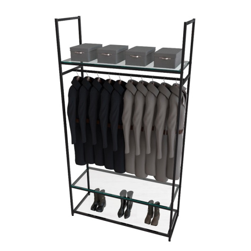 Стеллаж для магазина с полкой из стекла AС22120-14(черн)