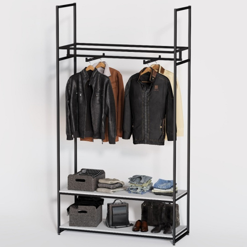 Стеллаж для магазина с белой полкой A22120-06(ч/б) Стеллаж для магазина с белой полкой A22120-06(ч/б)