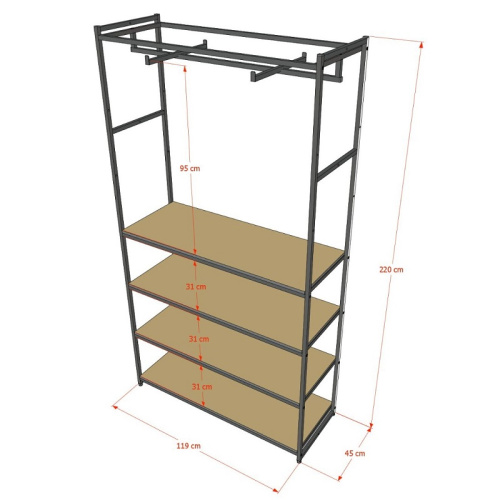 Стеллаж для магазина с белой полкой A22120-18(ч/б) фото 3 Стеллаж для магазина с белой полкой A22120-18(ч/б) фото 3