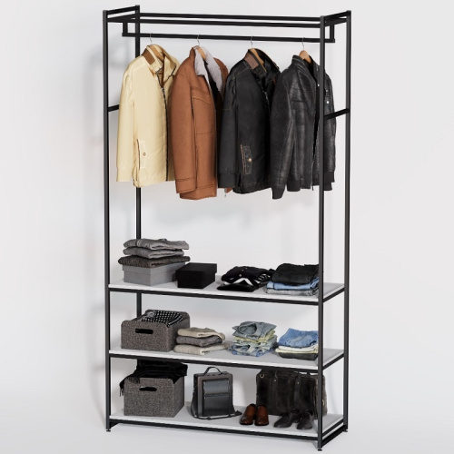 Стеллаж для магазина с белой полкой A22120-11(ч/б) Стеллаж для магазина с белой полкой A22120-11(ч/б)