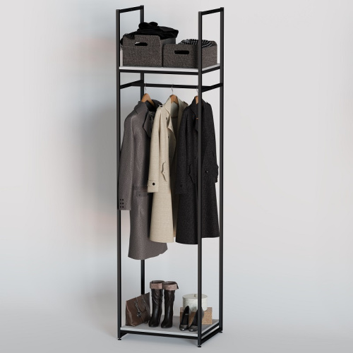 Стеллаж для магазина с белой полкой A2260-02(ч/б) Стеллаж для магазина с белой полкой A2260-02(ч/б)