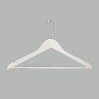 Плечики деревянные с плоским крючком, белый/хром C30N/1-T150W(бел/хром)