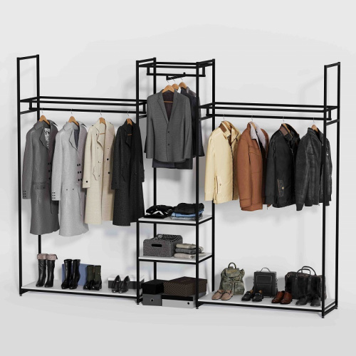 Стеллаж для магазина с белой полкой K2204(ч/б)