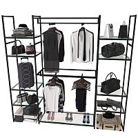 Стеллаж для магазина со стеклянной полкой KC2214(черн)