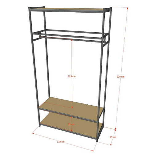 Стеллаж для магазина с белой полкой A22120-13(ч/б) фото 3