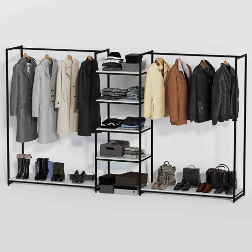 Стеллаж для магазина с белой полкой K1704(ч/б) Стеллаж для магазина с белой полкой K1704(ч/б)