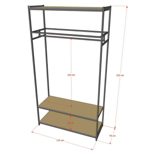 Стеллаж для магазина с полкой из стекла AС22120-13(черн) фото 3