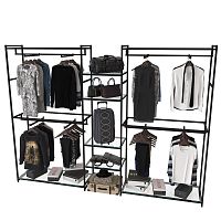 Стеллаж для магазина со стеклянной полкой KC2212(черн)