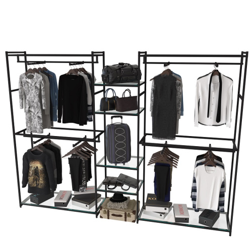 Стеллаж для магазина со стеклянной полкой KC2212(черн)