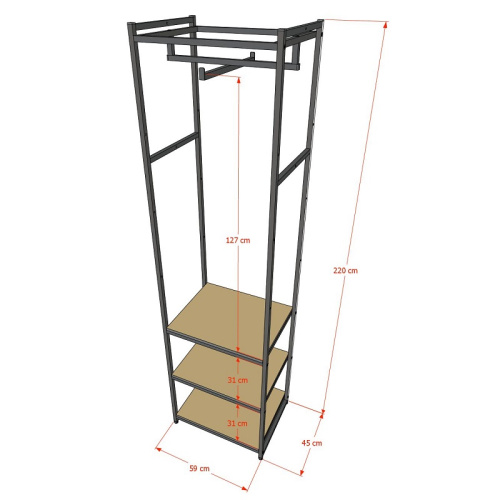 Стеллаж для магазина с черной полкой A2260-10(ч/ч) Стеллаж для магазина с черной полкой A2260-10(ч/ч)