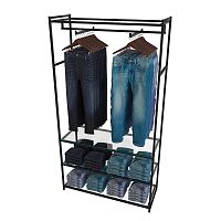 Стеллаж для магазина с полкой из стекла AС22120-10(черн)