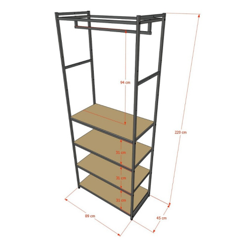 Стеллаж для магазина с полкой из стекла AC2290-19(черн) фото 3