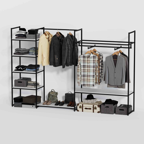 Стеллаж для магазина с белой полкой K1708(ч/б)