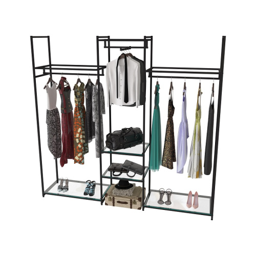 Стеллаж для магазина со стеклянной полкой KC2203(черн)