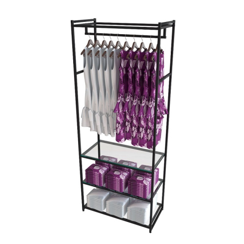 Стеллаж для магазина с полкой из стекла AС2290-11(черн)