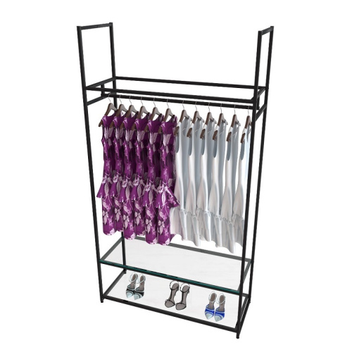 Стеллаж для магазина с полкой из стекла AС22120-07(черн)