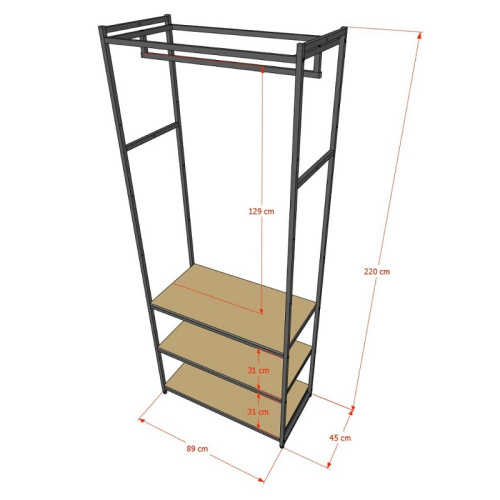 Стеллаж для магазина с полкой из стекла AC2290-17(черн) фото 3