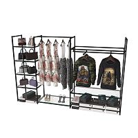 Стеллаж для магазина со стеклянной полкой KC1708(черн)