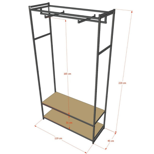 Стеллаж для магазина с полкой из стекла AС22120-08(черн) фото 3