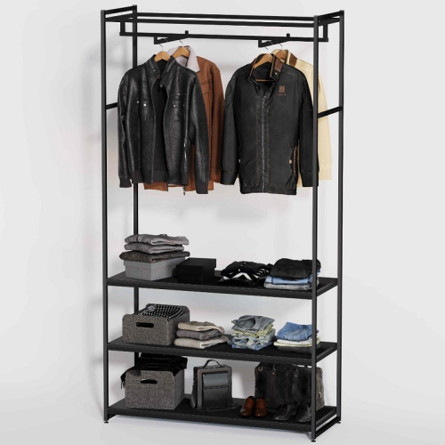 Стеллаж для магазина с черной полкой A22120-10(ч/ч) Стеллаж для магазина с черной полкой A22120-10(ч/ч)