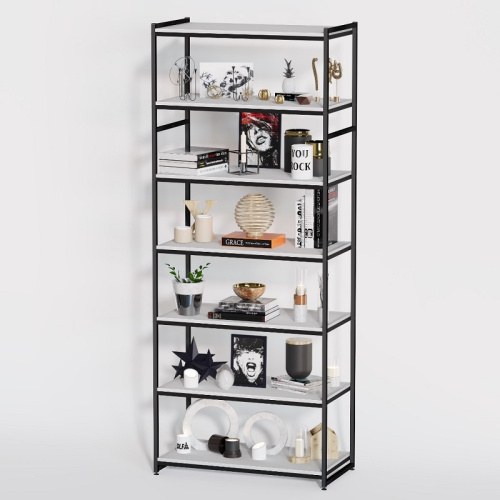 Стеллаж для магазина с белой полкой A2290-21(ч/б)